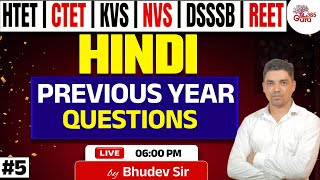 Hindi PYQs for HTET, CTET, KVS, DSSSB, REET & NVS Class 2024 | Bhudev Sir #5