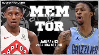 Memphis Grizzlies vs Toronto Raptors  Game Highlights | Jan 3 | 2024 NBA Season