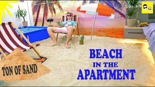 BEACH IN THE APARTMENT –  A TON OF SAND AND A POOL