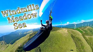 【Paragliding】Spectacular view of windmills in Hosono Plateau(Mt.Misuji Izu Shizuoka)