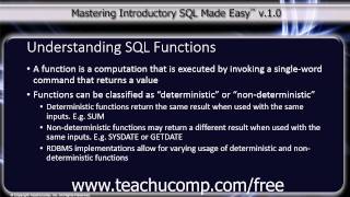 SQL Training - Structured Query Language Tutorial - Understanding SQL Functions Lesson