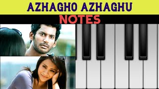 Azhagho Azhaghu | Samar Movie | Yuvan Shankar Raja | Vishal | ** NOTES ** | Piano Cover |