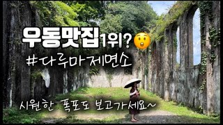 [일본생활Beppu.] 오이타 우동맛집 1위? 소문듣고 다녀왔어요 | 시원하게 쏟아지는 친다폭포