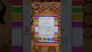 Birthday Party Invitation Card Idea/Make Your Own Birthday  Party Invitation Card/Youtube shorts