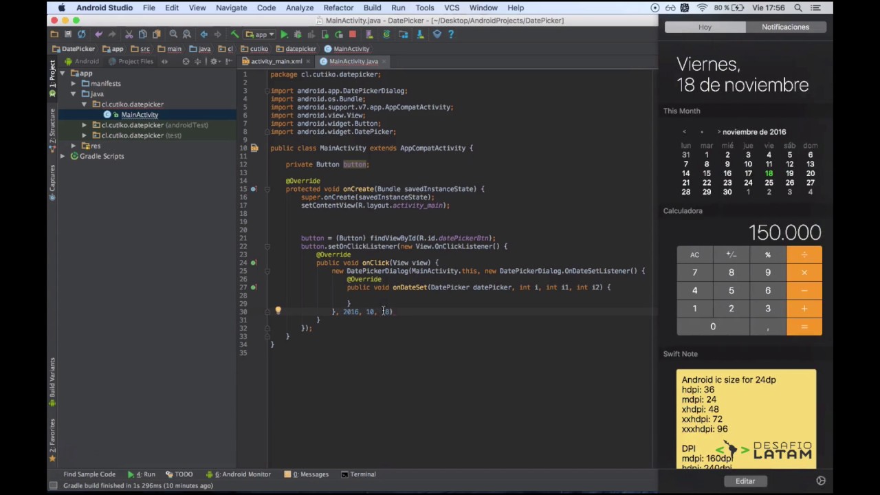 Android Datepicker Parte 01 Youtube