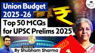 Budget 2025 | Top 50 MCQs On Union Budget 2025 | By Shubham Sharma