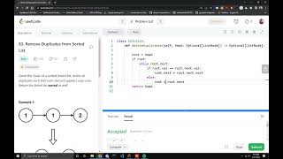 LeetCode Python Problem "Remove Duplicates from Sorted List" || Competitive Programing @Codolearn