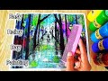 Easy Comb Painting Technique | Walking in the Rain | Easy Painting for Beginners | @kashia-naz-art