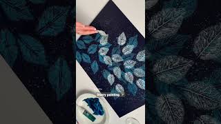 Starry painting / Acrylic painting / How to paint starry nights / Leaf painting