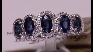 #53562 | TS1.29/D0.13ct | Five Sapphire and Diamond Round Brilliant Halo | Set in 18ct White Gold