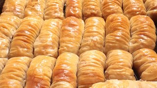 BİR OKLAVA İLE TEK SEFERDE BİR TEPSİ BURMA BAKLAVA YAPIMI‼️(Evde Burma Baklava)✅