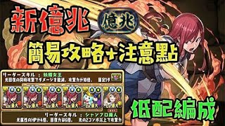 【パズドラ 】PAD 新億兆簡易攻略+注意點 【低配編成】