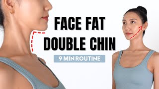 Get rid of DOUBLE CHIN & FACE FAT✨ 9 MIN Routine to Slim Down Your Face, Jawline