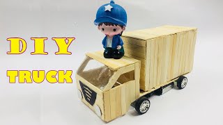 How To Make Truck With Ice Cream Sticks (Popsicle Sticks) At Home | Lee Bros #1