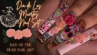 DAY OF THE DEAD NAILS 💅🏼 🌹 UÑAS DE DIA DE LOS MUERTOS | XXXL NAILS