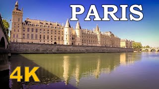 Relaxing walk along the river of Paris, perfect place for relaxing during summer 4K