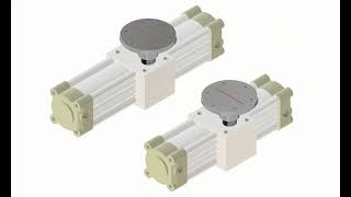 Animation of pneumatic rotary actuators 90-180 °