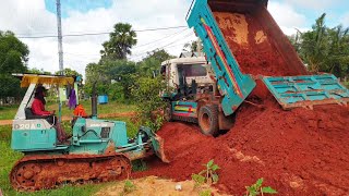 UPDATE project bulldozer kumatsu pushing filling the soil in house \u0026 dump truck 5ton #Ep2380