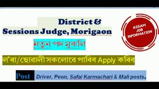 District \u0026 Sessions Judge, Morigaon Recruitment 2020