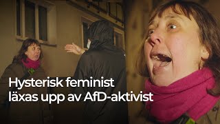 Starka reaktioner från vänsteraktivister när AfD valaffischerar