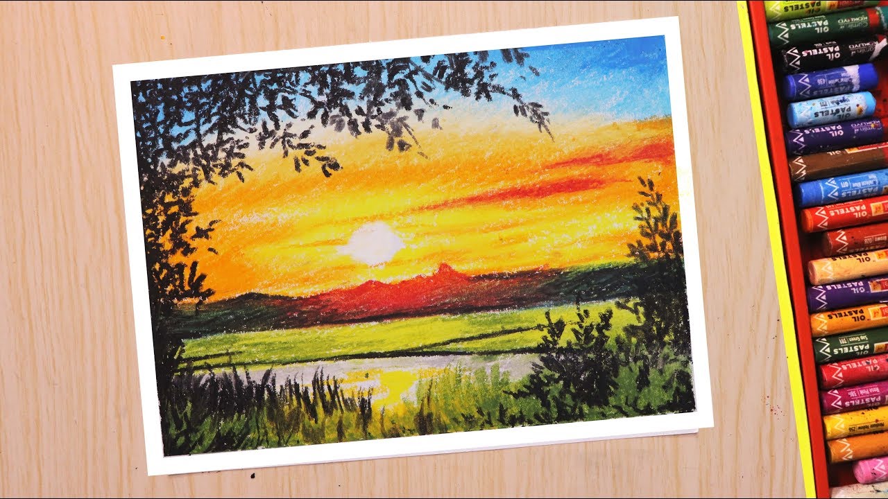 How To Draw A Beautiful Scenery Using Oil Pastels
