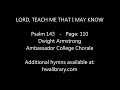 LORD, TEACH ME THAT I MAY KNOW - Dwight Armstrong