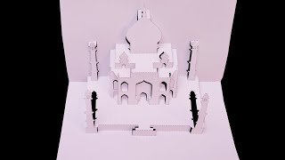 Super Easy Way To Make Kirigami Taj Mahal Pop Up card || kirigami paper art Tutorial_with Template