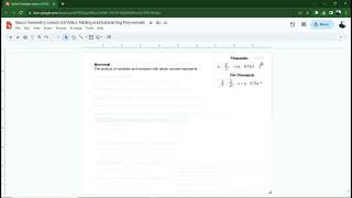 Saxon Algebra 1 Lesson 53 Video 1: Adding and Subtracting Polynomials