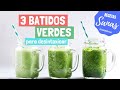 TOP 3 BATIDOS VERDES para desintoxicar 💚 Recetas de batidos saludables