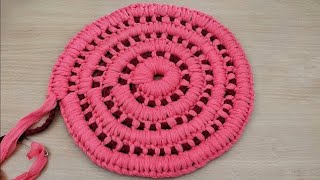 गोल पायदान बनाने का आसान तरीका, Super beautiful doormat, Safety pin doormat, Sonu Crafters