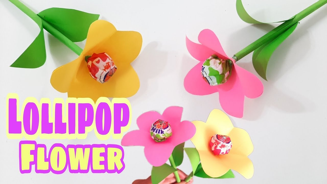 DIY Lollipop Paper Flower || Lollipop Flower || Valentines Craft - YouTube