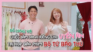 Đỗ Long và chiếc đầm dành riêng cho Uyển Ân tại Họp báo phim Bộ Tứ Báo Thủ