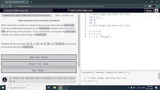 Understanding Uninitialized Variables - Freecodecamp.org | Video 7 | Basic JavaScript