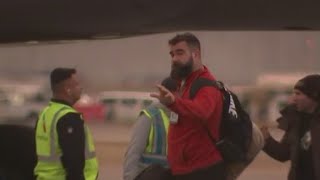 Eagles land at Philadelphia International Airport following Super Bowl loss to Chiefs