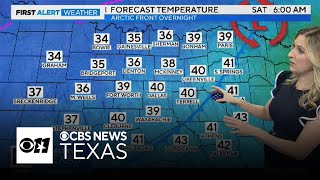 Arctic air will arrive in North Texas on Saturday with temperatures to fall into the low 20s