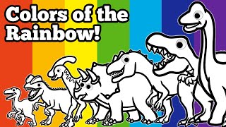 Colors of the Rainbow | Learn Colors with Dinosaurs | Let's Draw 7 Rainbow Color Dinosaurs!