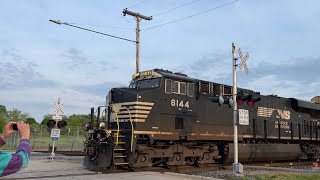 NS #8144 (ES44AC) leads NS 11N north through Trenton, MI (5/19/22)