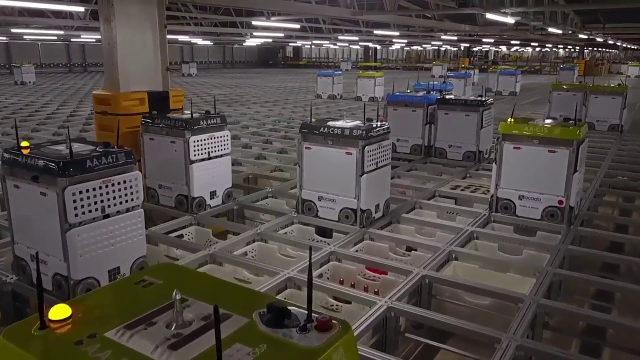 Ocado Warehouse Distribution Robots- Tharsus - YouTube