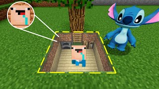 STITCH WON'T FIND me in this SECRET HIDING PLACE 😂 Baby Noob in MINECRAFT LILO AND STITCH