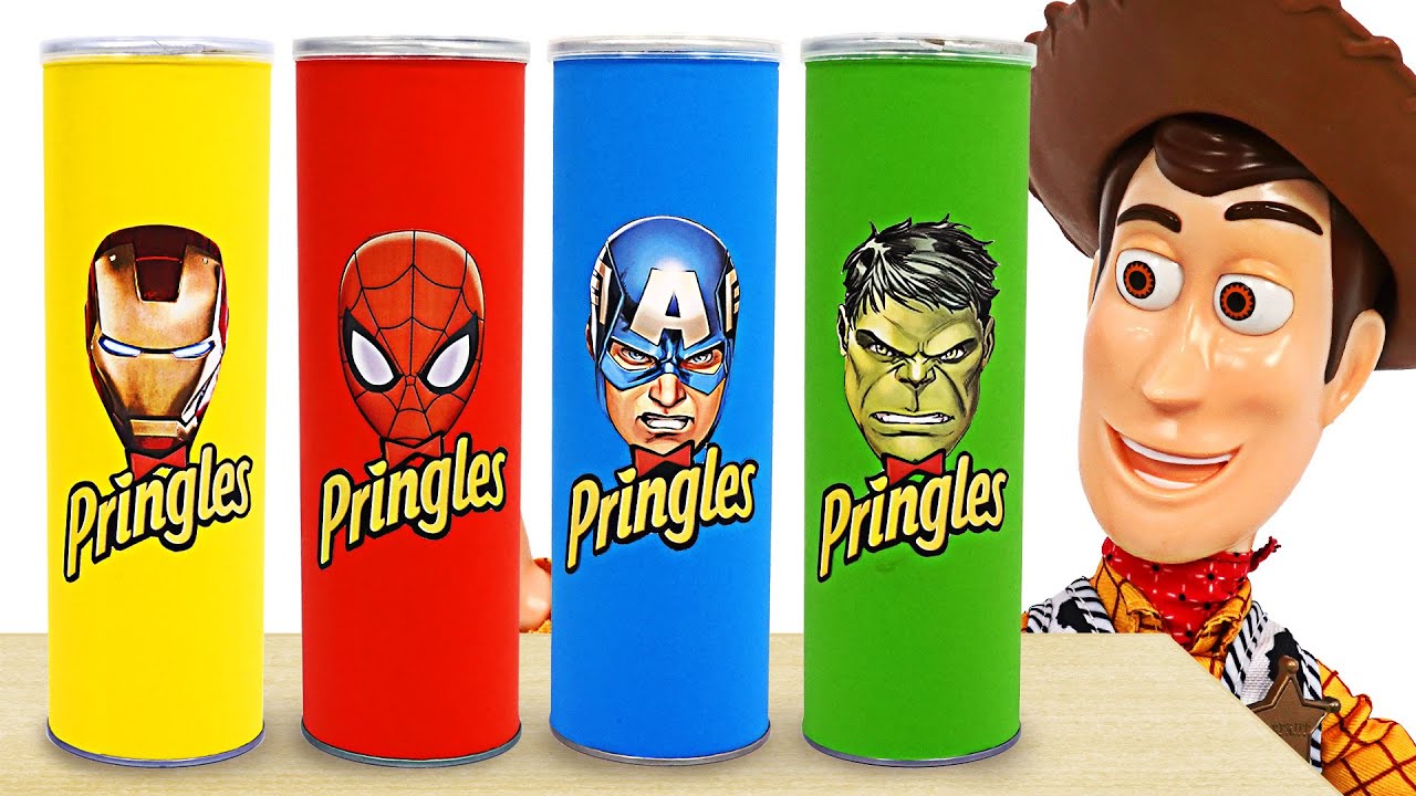 Eating Pringles Transform Into Superhero Hulk Spider Man And Iron Man