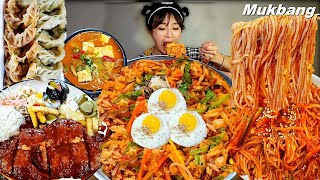 🌙새벽2시 못 참고 부모님 몰래 양푼비빔밥 돈까스 비빔국수 고기/김치만두 먹방 bibimbap Pork cutlet Spicy noodles dumpling MUKBANG ASMR