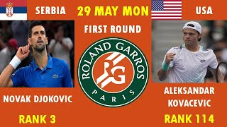 NOVAK DJOKOVIC VS ALEKSANDAR KOVACEVIC  HEAD TO HEAD 29-MAY-2023.#frenchopen #novakdjokovic