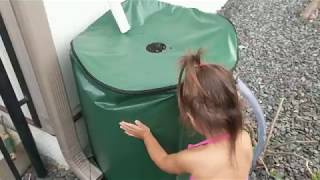 Oatey Mystic Rainwater Collection System and 50 gal Collapsible Rain Barrel - Eco-Friendly Gardening