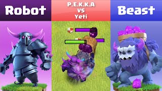 Every Level P.E.K.K.A VS Every Level Yeti | Clash of Clans