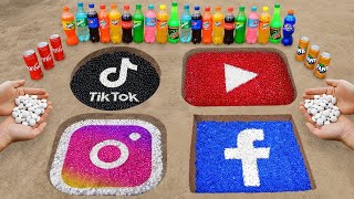 Coca-Cola & Mentos vs Facebook, Instagram, TikTok, YouTube Logos with Orbeez