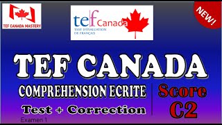 TEF Canada - Compréhension Écrite : Examen Officiel Complet avec Correction