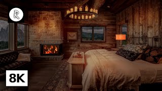 🔥 Cozy Hut in Italy 8K | Crackling Fire, Rain on Window \u0026 Thunder Sounds