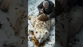 Rescuing a White Bear Attacked by Bees: Removing Beehives from Its Back