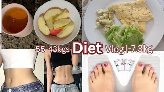 55-43kgs Diet vlog|-7.3kgs, Calorie deficit and Egg Diet🌜