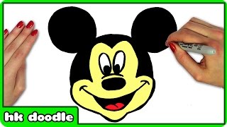 How To Draw Disney's MICKEY MOUSE - Easy Step by Step Drawing Tutorial by HooplaKidz Doodle